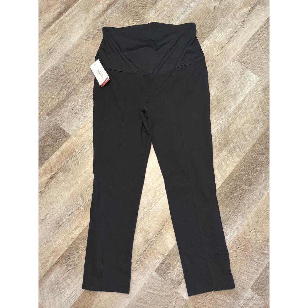 NWT Isabel Maternity Split Front Ponte Pants Black Over Belly Size L